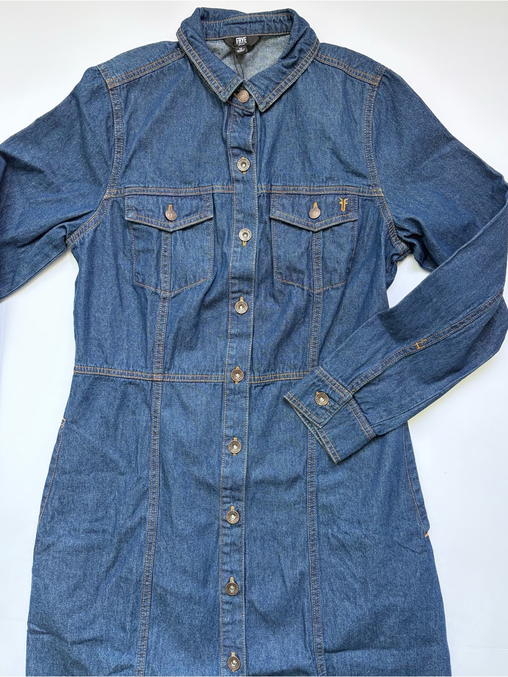 Frye Dark Blue Denim Midi Shirt Dress - Picture 7 of 7
